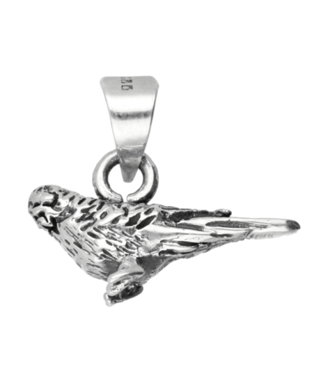 Silver Parakeet Solid Necklace Pendant