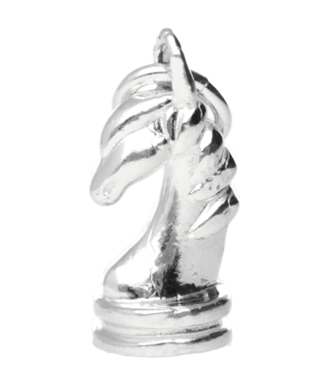 Silver Horse Chess Piece Necklace Pendant