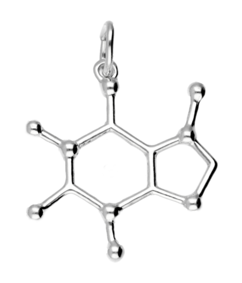 Zilveren Caffeine scheikundig molecuul formule kettinghanger