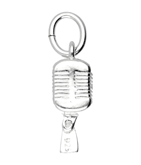 Silver Microphone Necklace Pendant