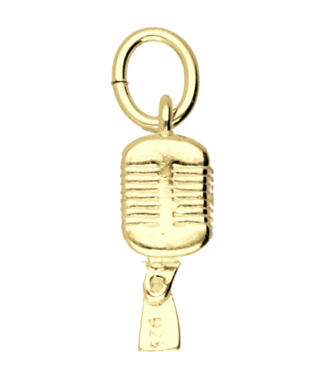 Gold Microphone Necklace Pendant