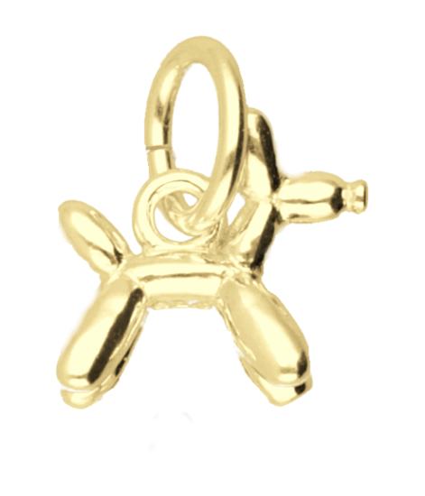 Gouden Ballon hondje klein kettinghanger