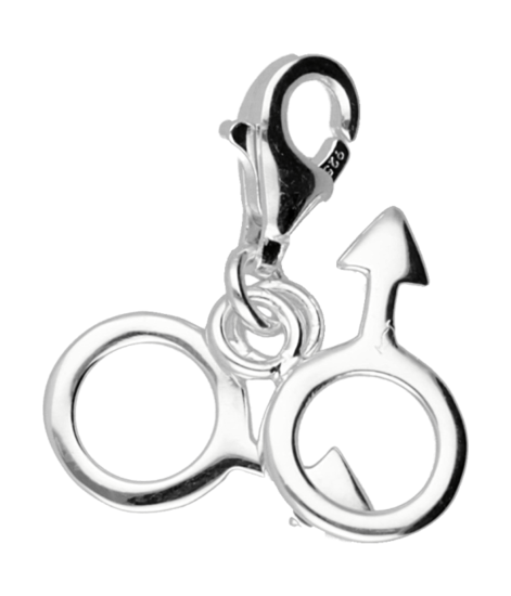 Zilveren Man + Man teken klein hanger en/of bedel