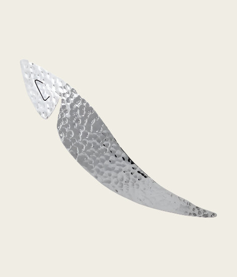 Zilveren Golf design abstract gehamerd broche kledingspeld