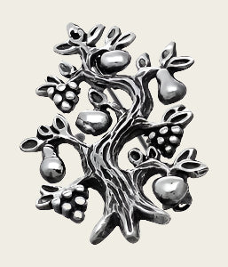 Zilveren Levensboom broche kledingspeld
