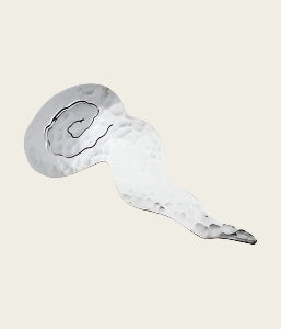 Zilveren Bloem abstract gehamerd XL broche kledingspeld