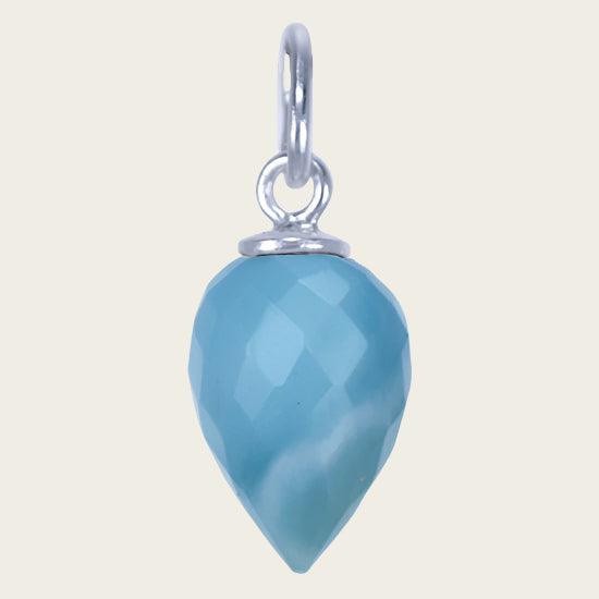 Silver Larimar Gemstone Facet Cut Necklace Pendant