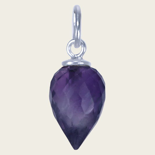 Zilveren Amethyst edelsteen facet geslepen kettinghanger