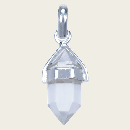 Silver Crystal Gemstone with Pencil Setting Necklace Pendant