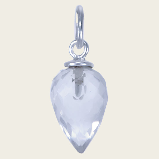 Silver Crystal Gemstone Facet Cut Necklace Pendant