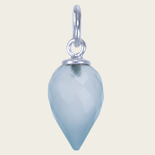 Zilveren Chalcedoon aqua edelsteen facet geslepen kettinghanger