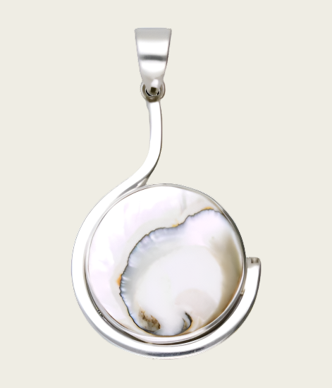 Zilveren Nautilus fragment schelp rond XL kettinghanger