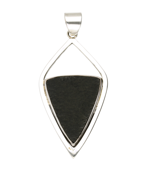 Silver Black Jade Gemstone Point Open XL Pendant