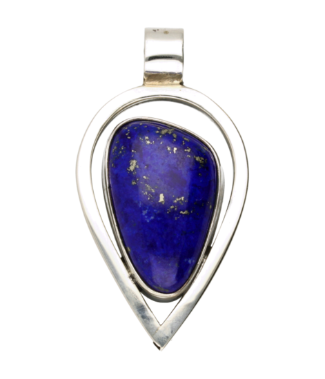 Zilveren Lapis Lazuli edelsteen punt open groot hanger