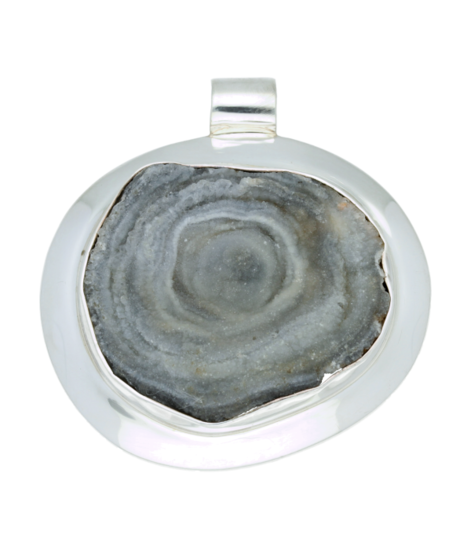 Zilveren Chalcedoonroos edelsteen vrije vorm XL hanger