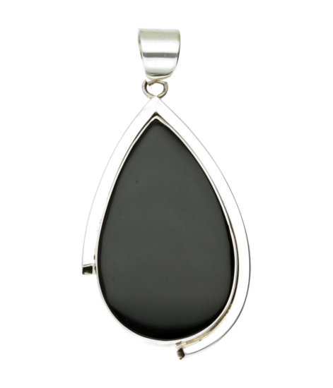 Zilveren Onyx edelsteen druppel XL hanger