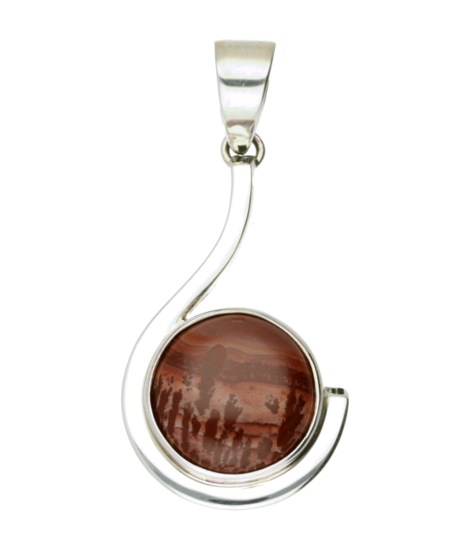 Zilveren Apache Sage Rhyoliet Jaspis edelsteen krul groot hanger