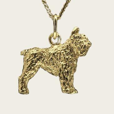 Silver Bouvier necklace pendant - cropped ears - large