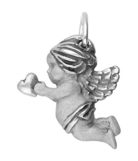 Zilveren Engel met hart Art Nouveau Jugendstil hanger