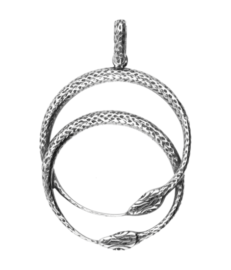 Zilveren Slangenpaar dubbele ring Art Nouveau Jugendstil hanger