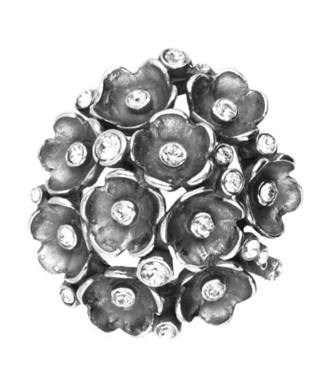 Silver Buttercup ball with Swarovski crystals Art Nouveau Jugendstil pendant