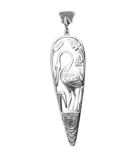 Zilveren Kraanvogels in pendule Art Nouveau Jugendstil XL hanger