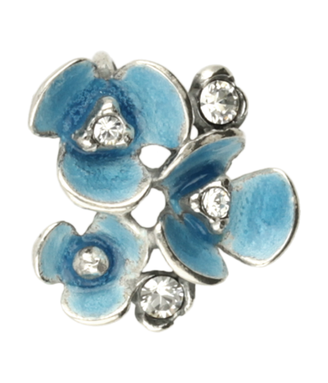 Zilveren Bloemen met swarovski kristallen en blauw emaille Art Nouveau Jugendstil hanger