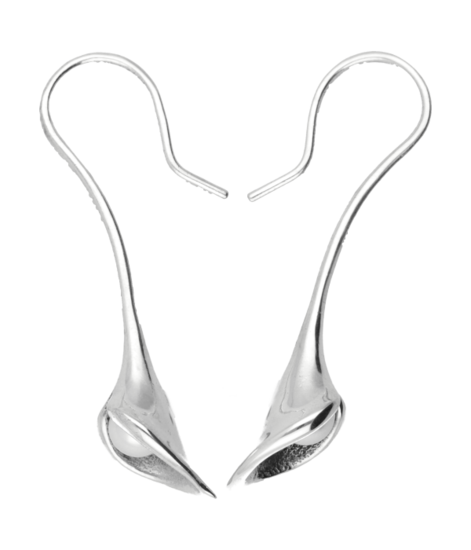 Zilveren Calla met glasparel Art Nouveau Jugendstil oorhanger