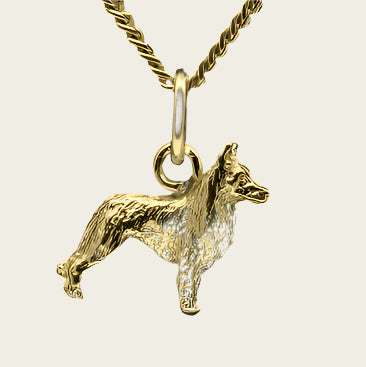 Gouden Tervuerense herder hond hanger - klein