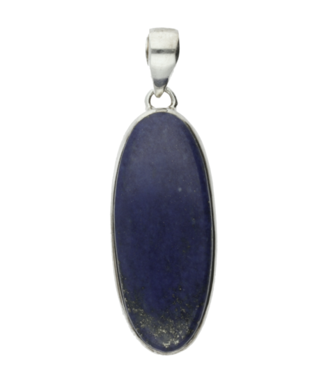 Silver Lapis Lazuli gemstone oval long pendant