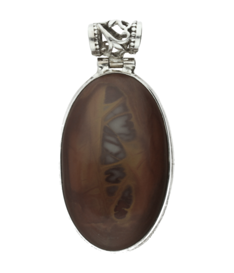 Zilveren Jaspis edelsteen ovaal groot hanger