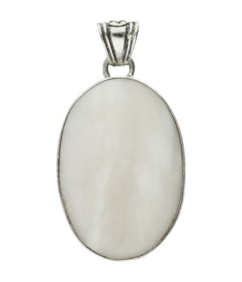 Zilveren Aragoniet roze edelsteen ovaal groot hanger