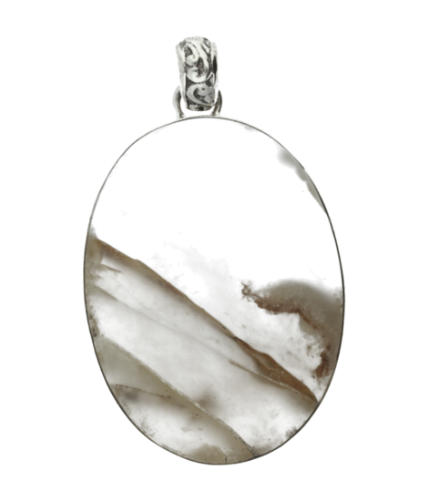 Zilveren blauwe Chalcedoon edelsteen ovaal XL hanger