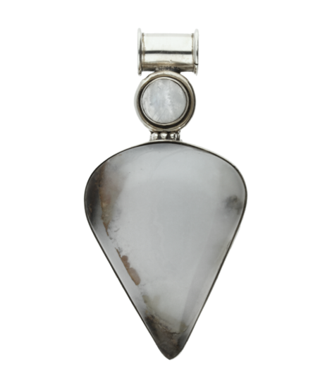Zilveren blauwe Chalcedoon edelsteen punt XL hanger