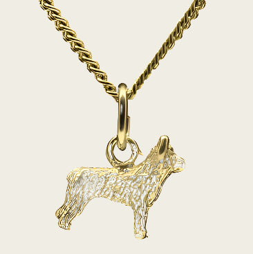 Golden Pyrenean Shepherd Cropped Ears Necklace Pendant - Small