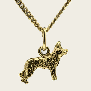 Golden Pyrenean Shepherd Cropped Ears with Tail Chain Pendant - Small