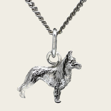 Silver Tervueren Shepherd Necklace Pendant - Small