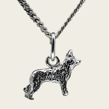 Silver Pyrenean Shepherd Necklace Pendant - Cropped Ears with Tail - Small