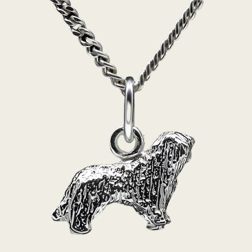 Zilveren Bearded collie ketting hanger -  klein