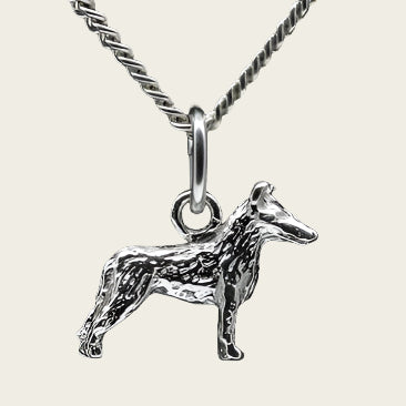 Zilveren Collie ketting hanger - korthaar - klein