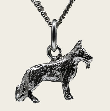 Silver German Shepherd Necklace Pendant - Small