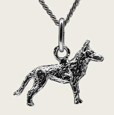 Silver Malinois Shepherd Necklace Pendant - Small