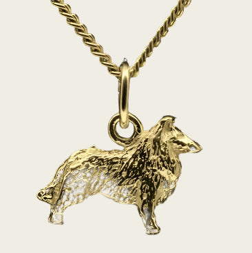 Gouden Collie langhaar ketting hanger - klein