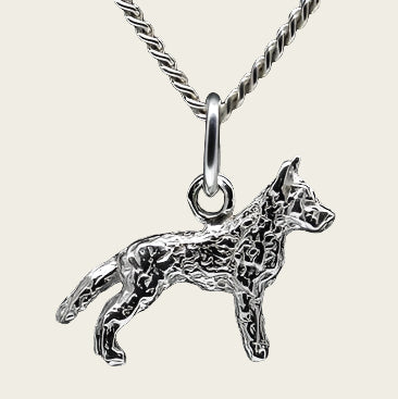 Silver Dutch Shepherd Necklace Pendant - Wire Haired - Small
