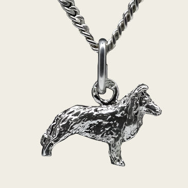 Zilveren Collie sheltie ketting hanger - klein