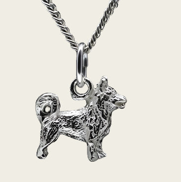 Zilveren Vastgotaspets - Zweedse valhund met staart ketting hanger - klein