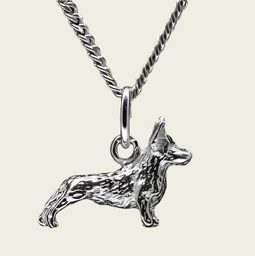 Zilveren Welsh corgi cardigan ketting hanger - klein