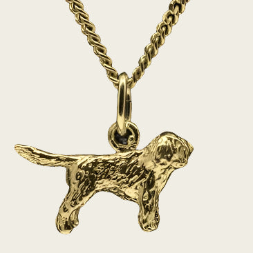 Golden Perro de aguas with tail necklace pendant - small