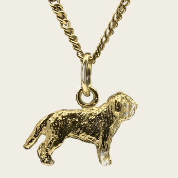 Golden Nizziny Owczarek with tail necklace pendant - small