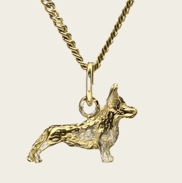 Gouden Welsh Corgi Cardigan ketting hanger - klein